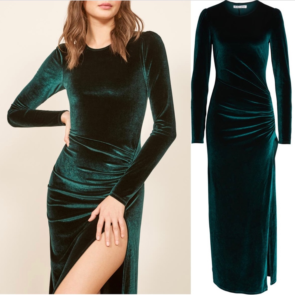 Reformation Ruby Maxi Dress in Emerald Green